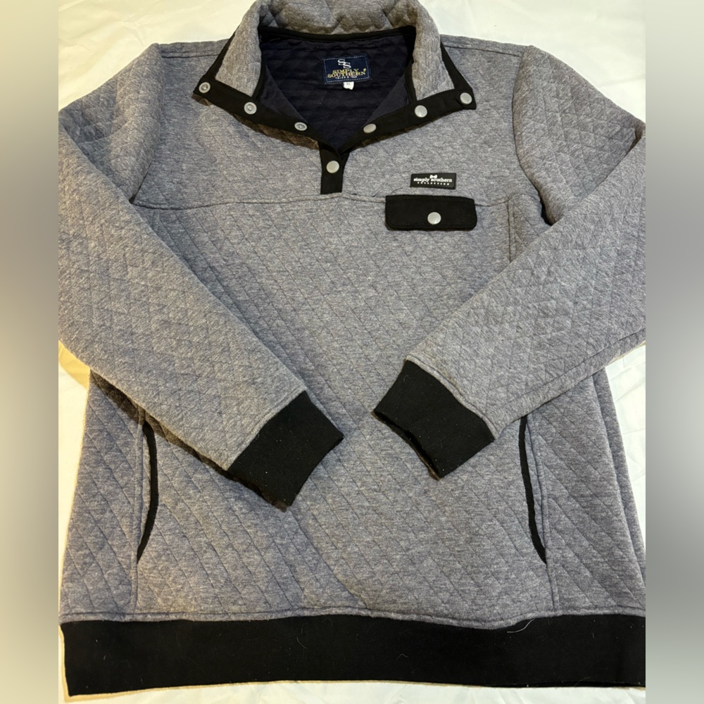 Simply Southern Gray Quilted Sweatshirt with Black Accents